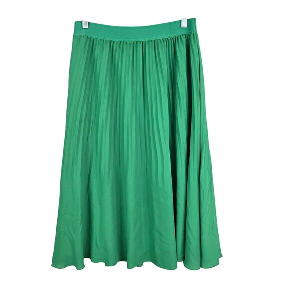 J. Crew Dresses & Skirts - Womens J. Crew Green Pleated Midi Skirt 100% Polyester Classic Style Size 8
